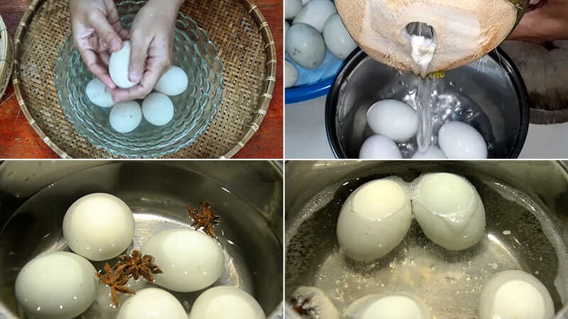 Có thể dùng nước dừa để luộc trứng vịt lộn